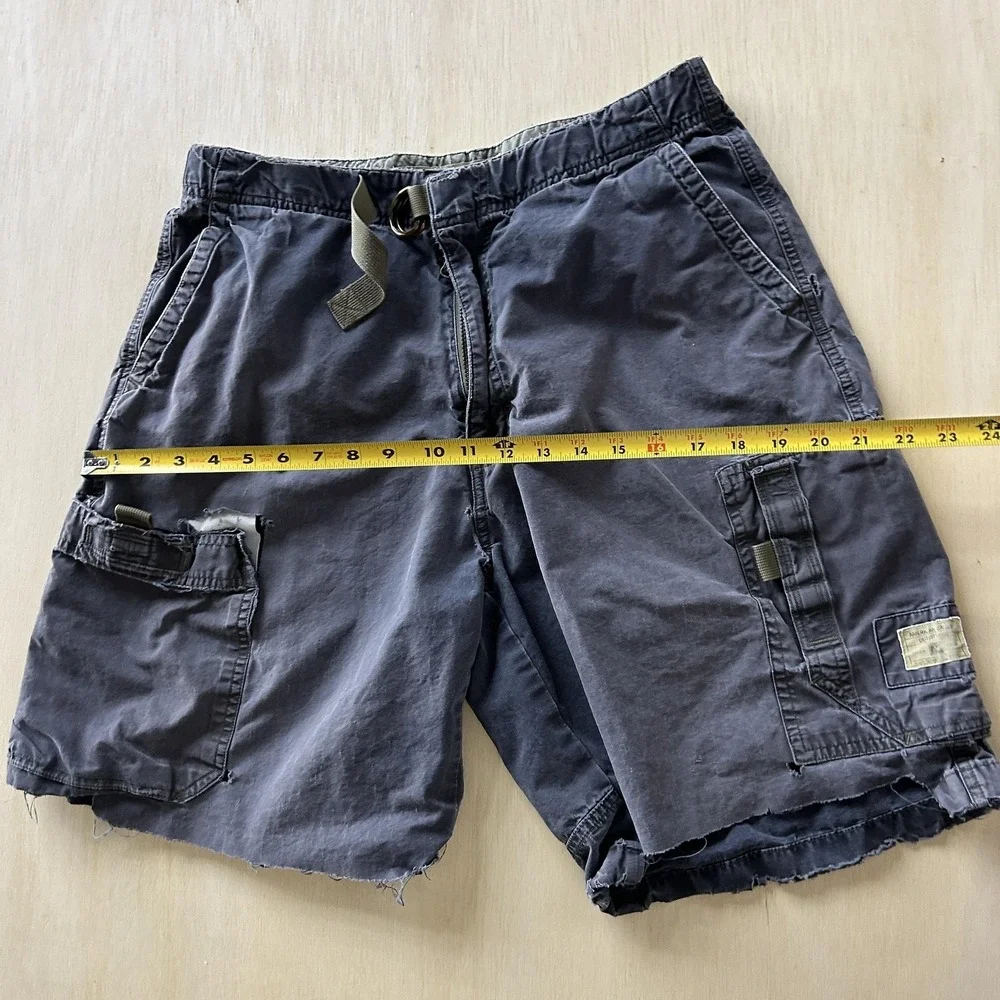 Vintage Y2K American Eagle Cargo Shorts Mens 33 Blue‎ Canvas Distressed
